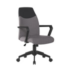 Grey office chair with black accents on a white background