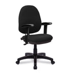 Black office chair with arms on a white background