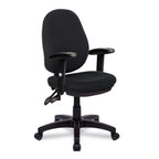 Black office chair with arms on a white background
