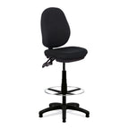Black draughtsman office chair with adjustable height on a white background