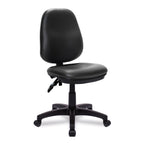 Black vinyl office chair on a white background