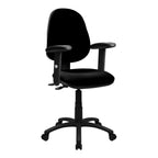 Black office chair with arms and base on a white background