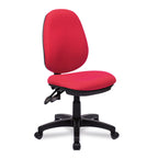Red office chair with black base on a white background