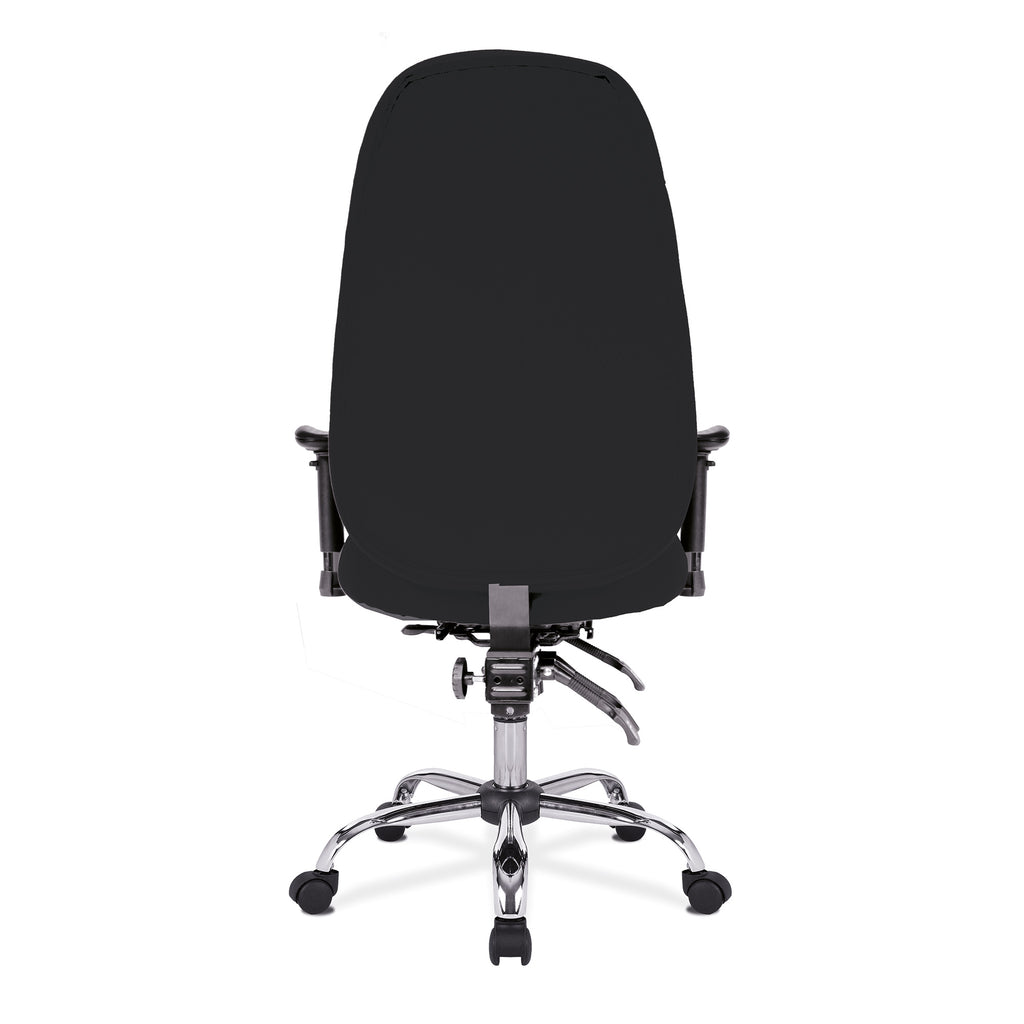 Black office chair with a white background