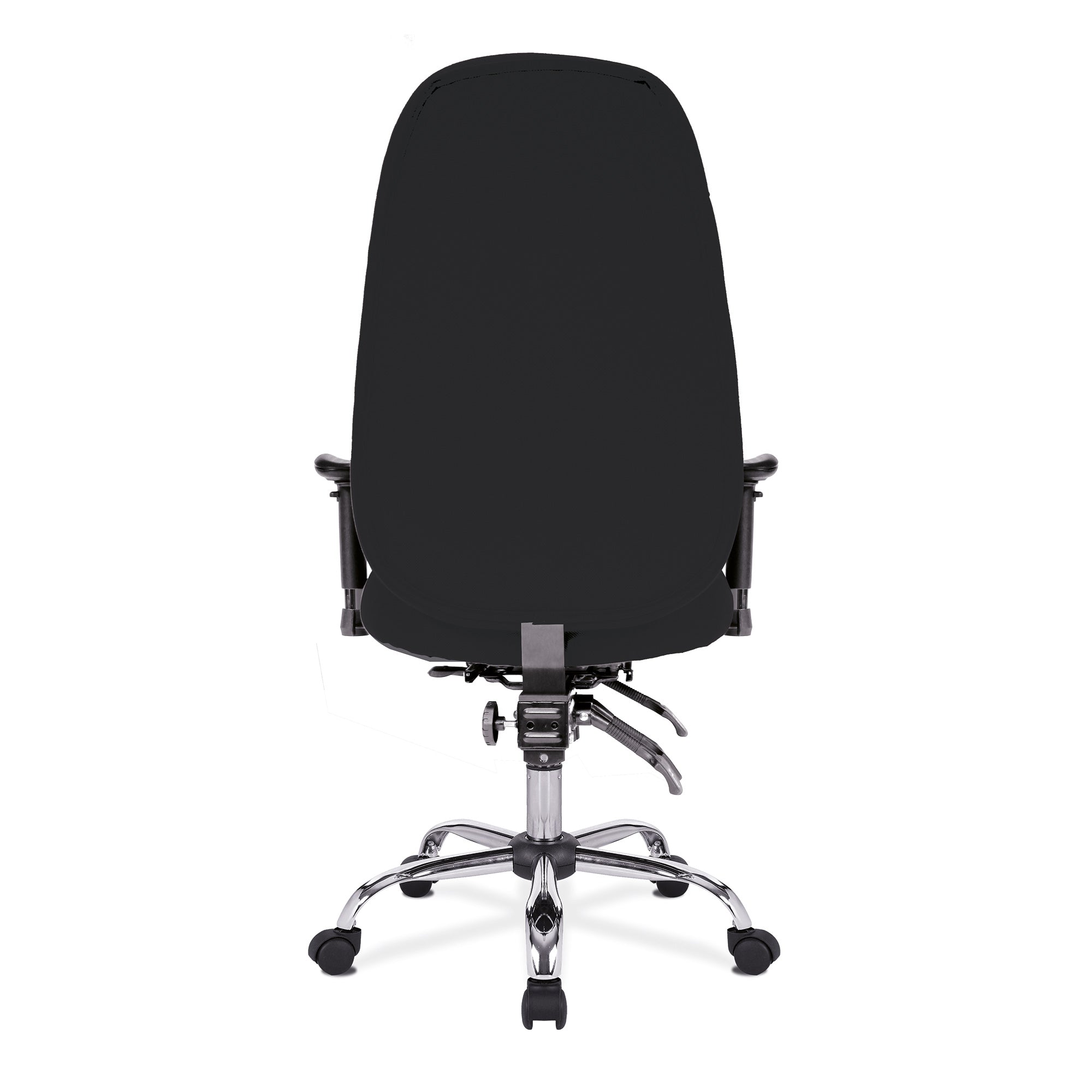 Black office chair with a white background