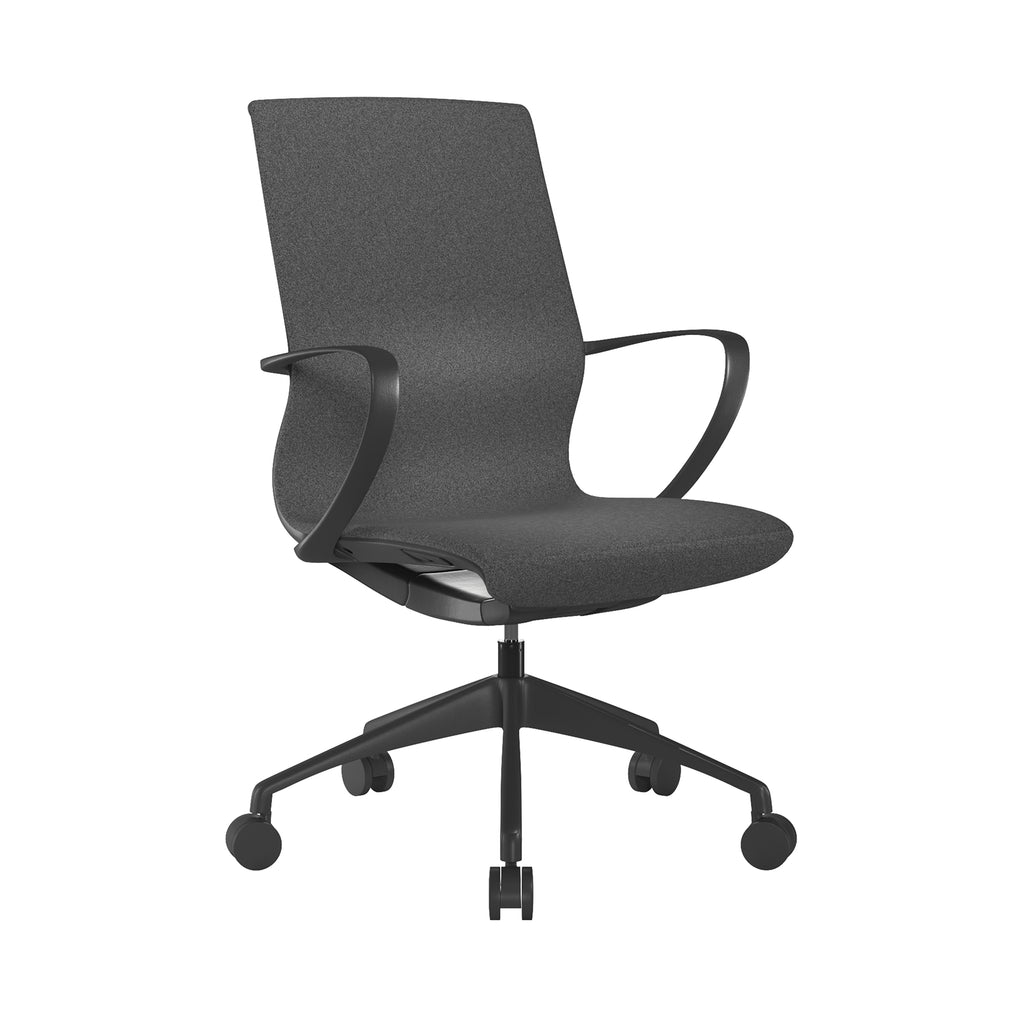 Black office chair with black frame on a white background