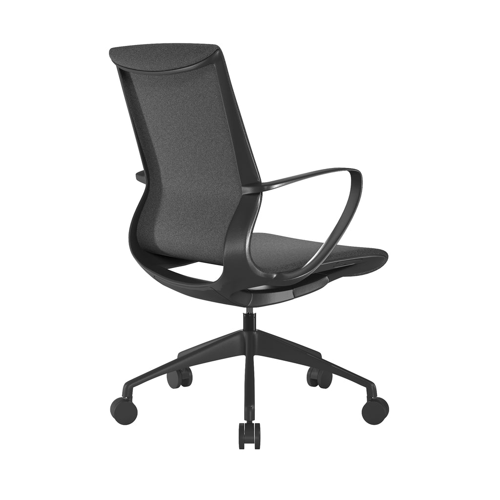 Black office chair with black frame on a white background