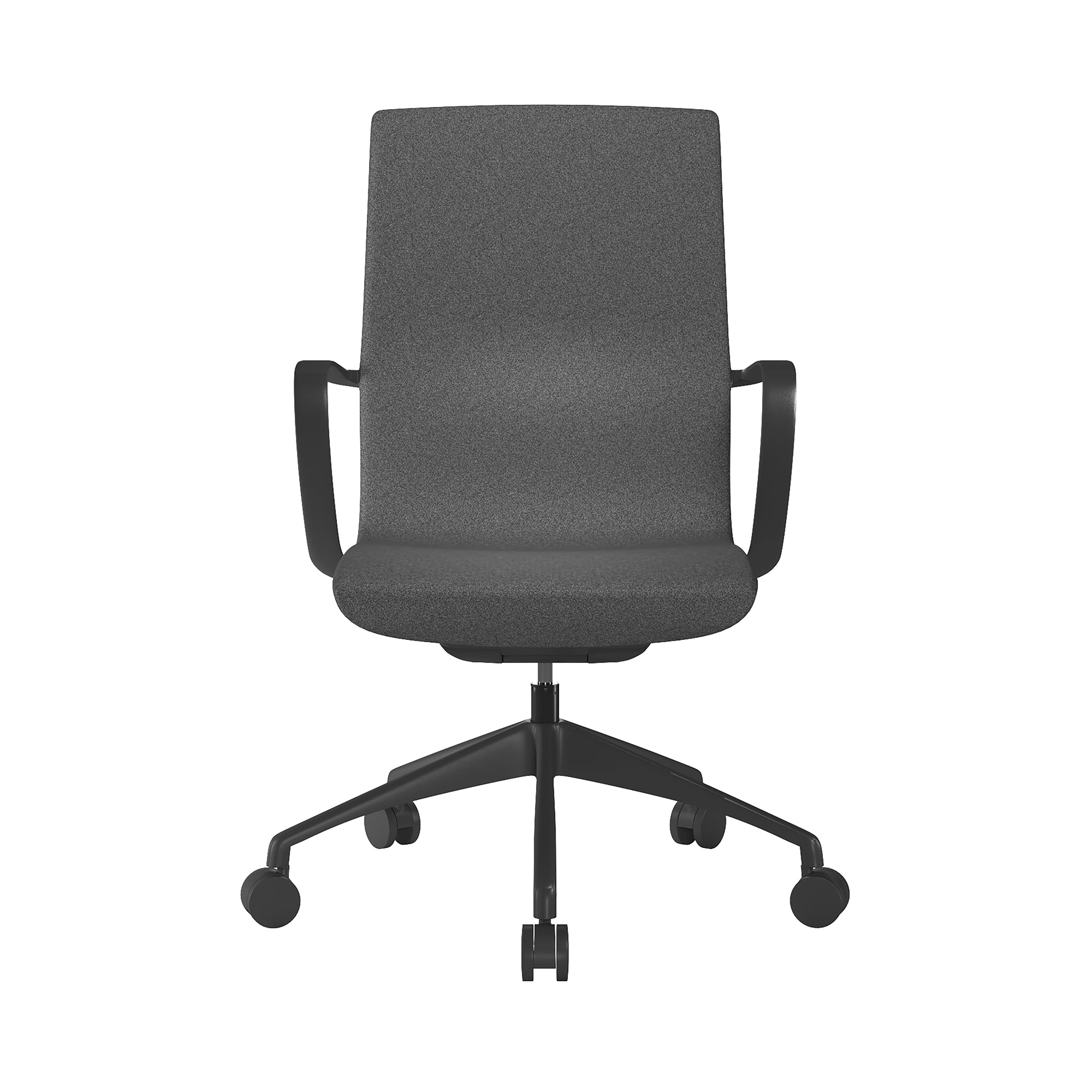 Black office chair with black frame on a white background