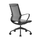 Grey office chair with black frame on a white background