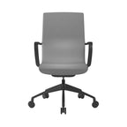 Grey office chair with black frame on a white background