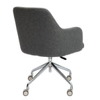 Grey office chair with a chrome base on a white background