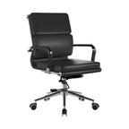 Black office chair with a chrome base on a white background