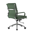 Green office chair with a chrome base on a white background