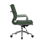 Green office chair with a chrome base on a white background