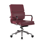 Maroon office chair with a chrome base on a white background