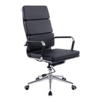 Black office chair with high backrest on a white background