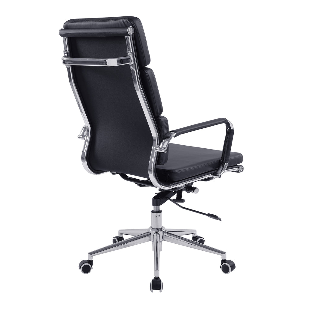 Black office chair with high backrest on a white background