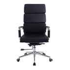 Black office chair with high backrest on a white background