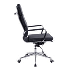 Black office chair with high backrest on a white background
