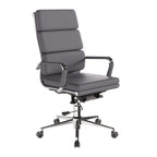 Grey office chair with high backrest on a white background