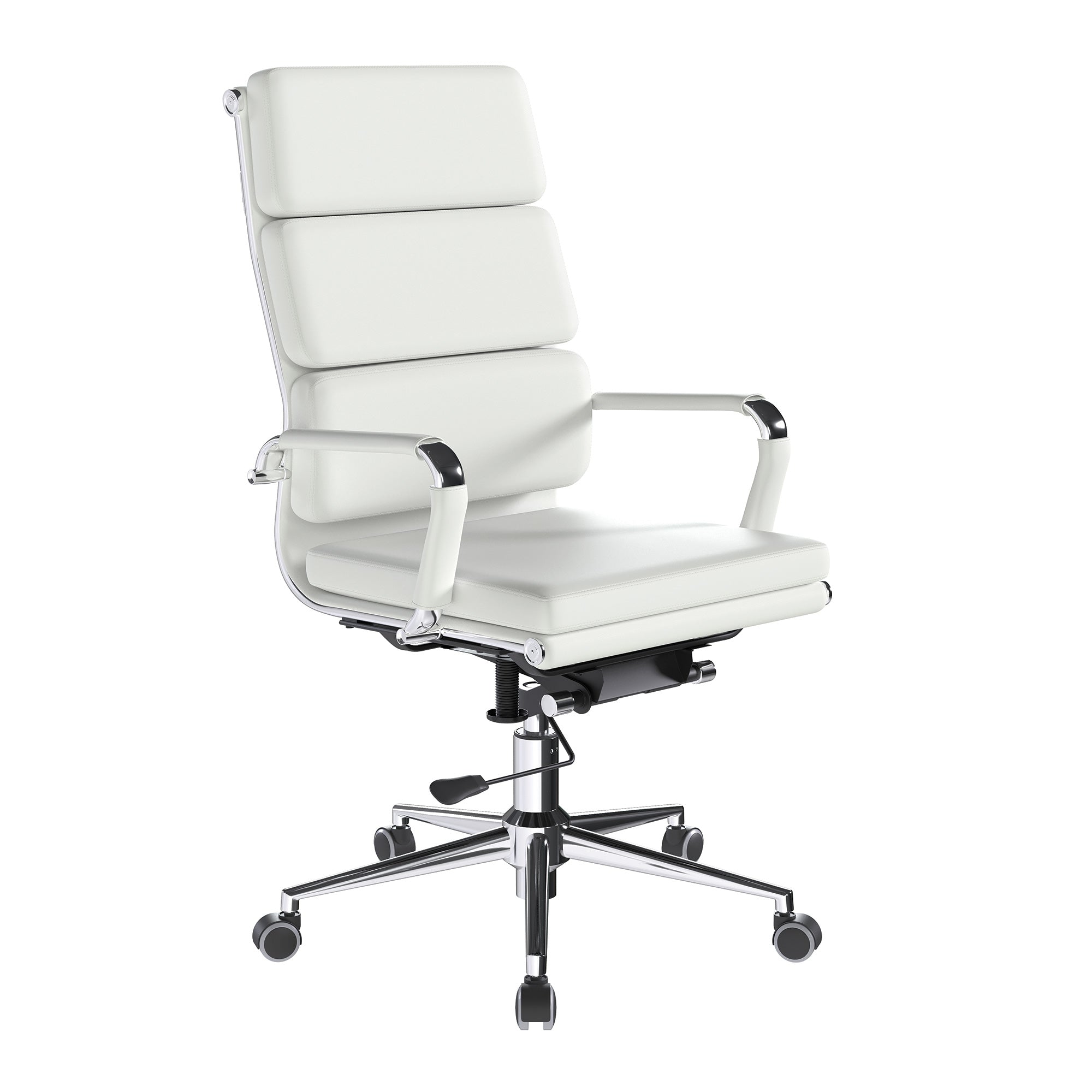 White office chair with high backrest on a white background
