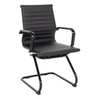 Black office chair with ribbed design on a white background