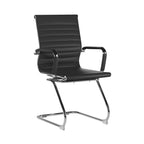 Black office chair with chrome frame on a white background