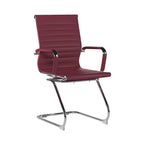 Maroon office chair with chrome frame on a white background
