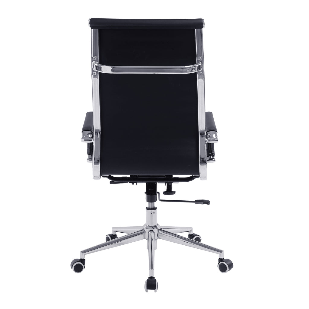 Black office chair with high backrest on a white background