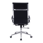 Black office chair with high backrest on a white background