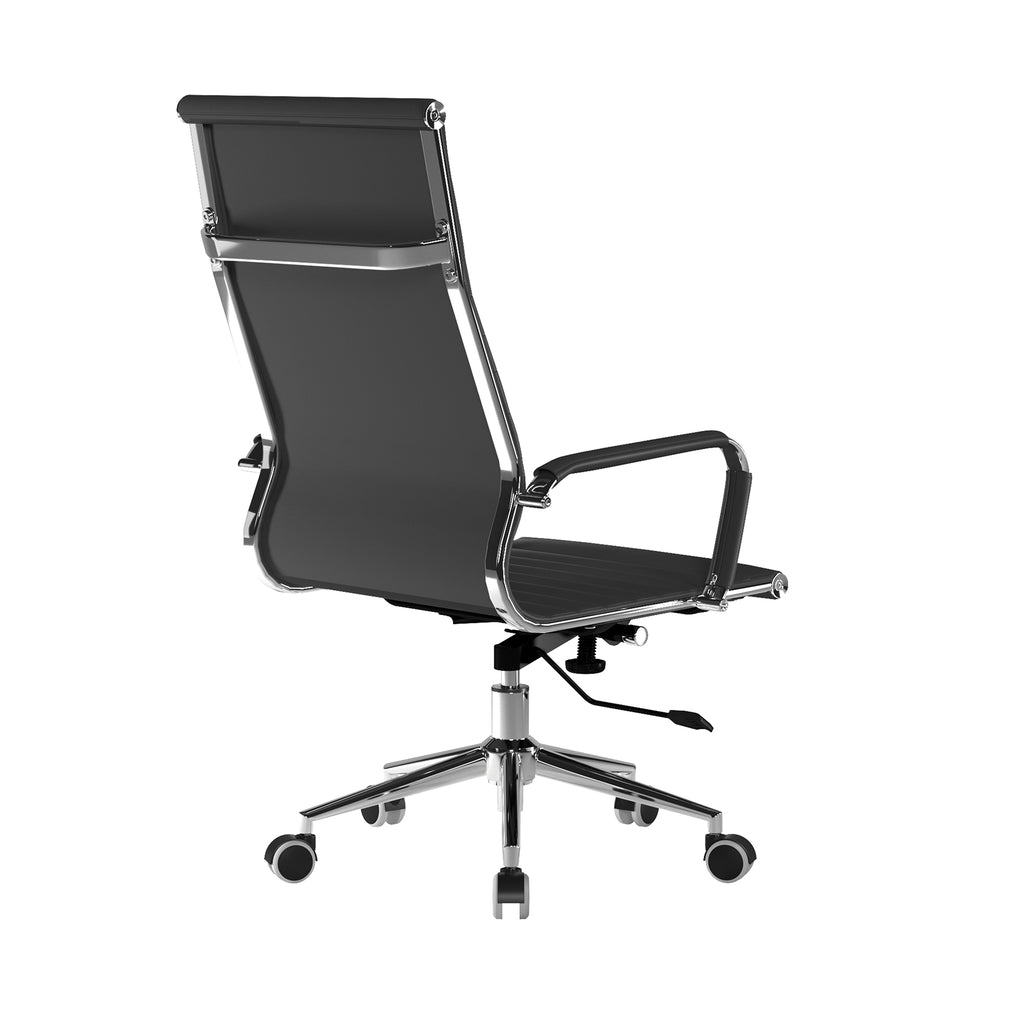 Black office chair with high backrest on a white background