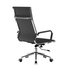 Black office chair with high backrest on a white background