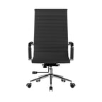 Black office chair with high backrest on a white background