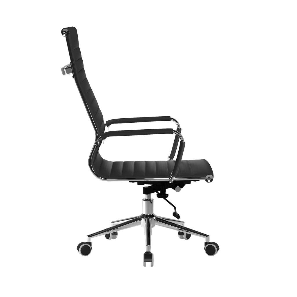Black office chair with high backrest on a white background