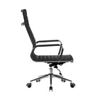 Black office chair with high backrest on a white background