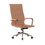 Brown office chair with a ribbed backrest on a white background