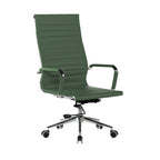 Green office chair with a ribbed backrest on a white background