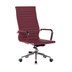 Maroon office chair with a high back on a white background