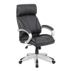Black office chair with silver base on a white background