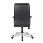 Black office chair with silver base on a white background