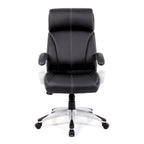Black office chair with silver base on a white background