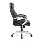Black office chair with silver base on a white background