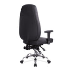 Black office chair with chrome base on a white background