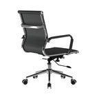 Black office chair with chrome accents on a white background