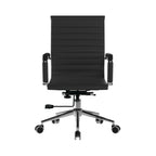 Black office chair with ribbed backrest on a white background