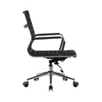 Black office chair with chrome accents on a white background