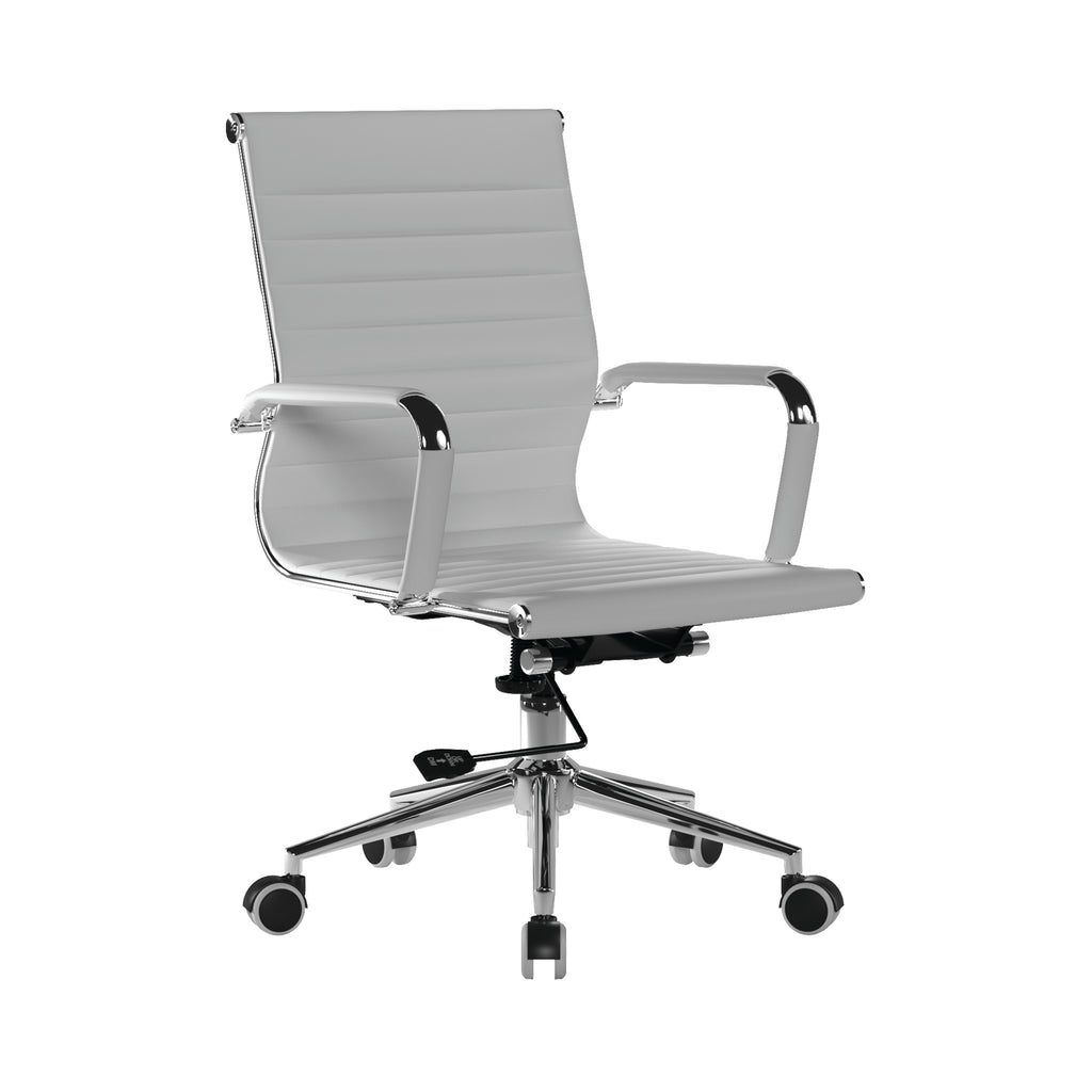 White office chair with ribbed backrest on a white background