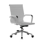 White office chair with ribbed backrest on a white background