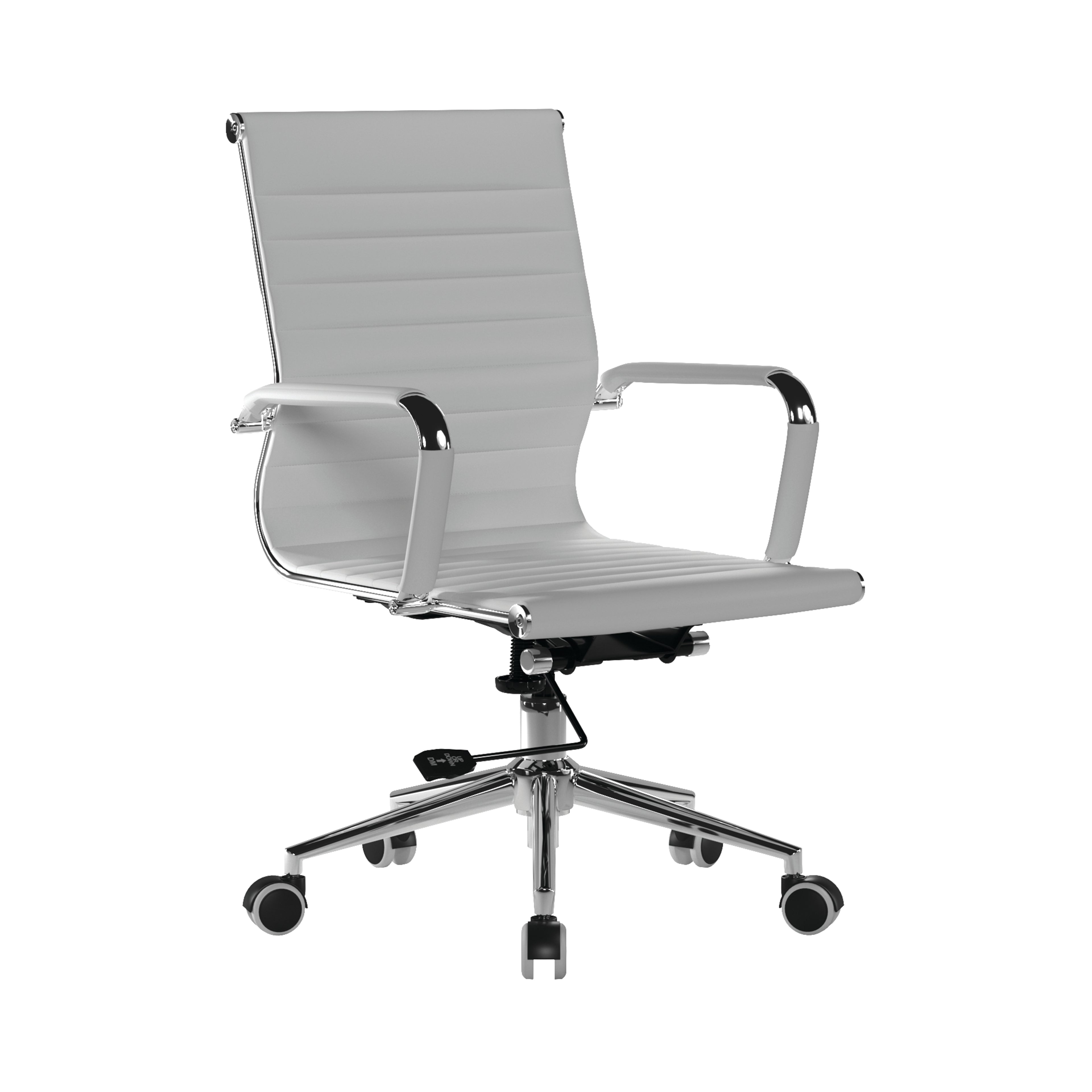 White office chair with ribbed backrest on a white background