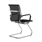 Black office chair with mesh backrest on a white background